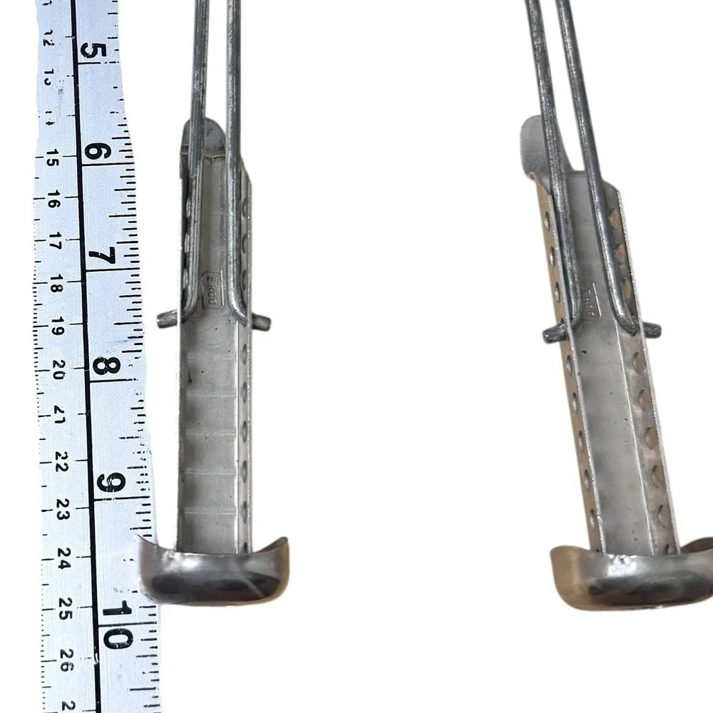 EKCO Adjustable Metal Shoe Trees Perforated Silver Tone Pair Vintage 10